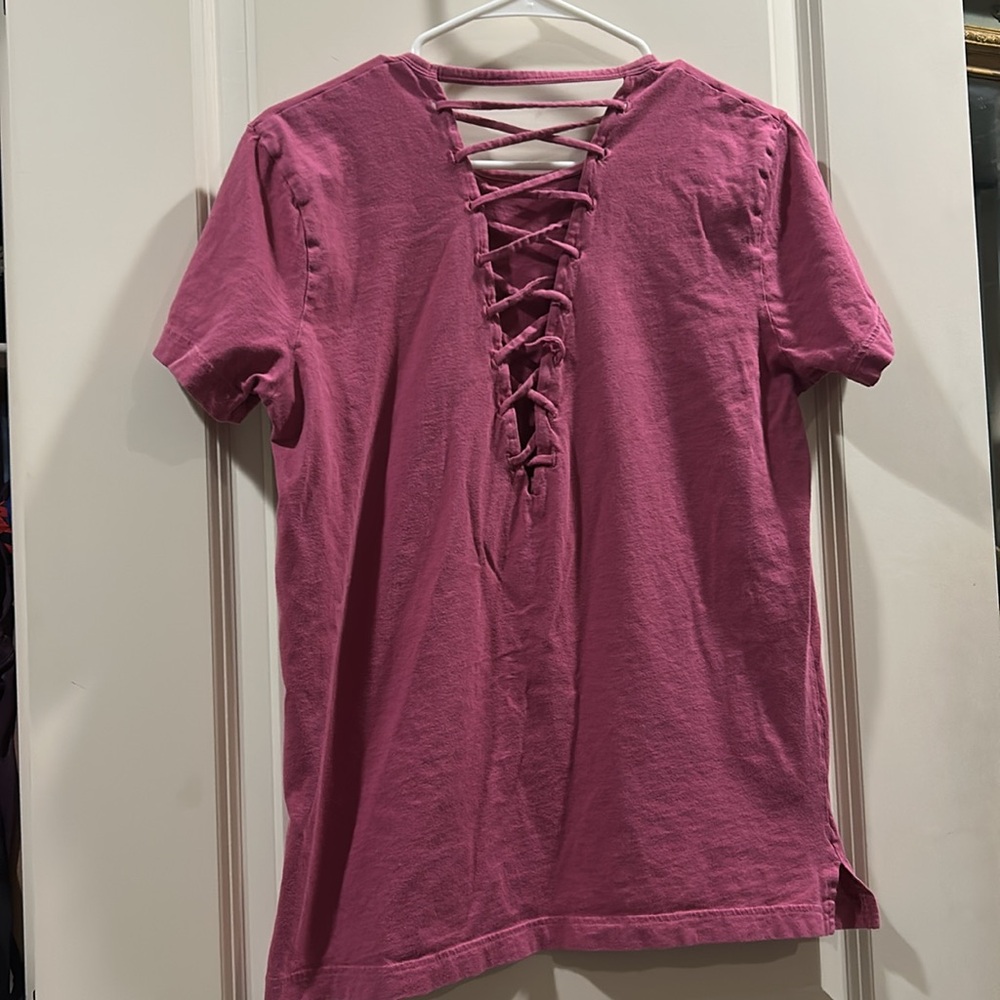 Victoria’s Secret deep crisscross back Pink Nation Graphic Tshirt short sleeve S